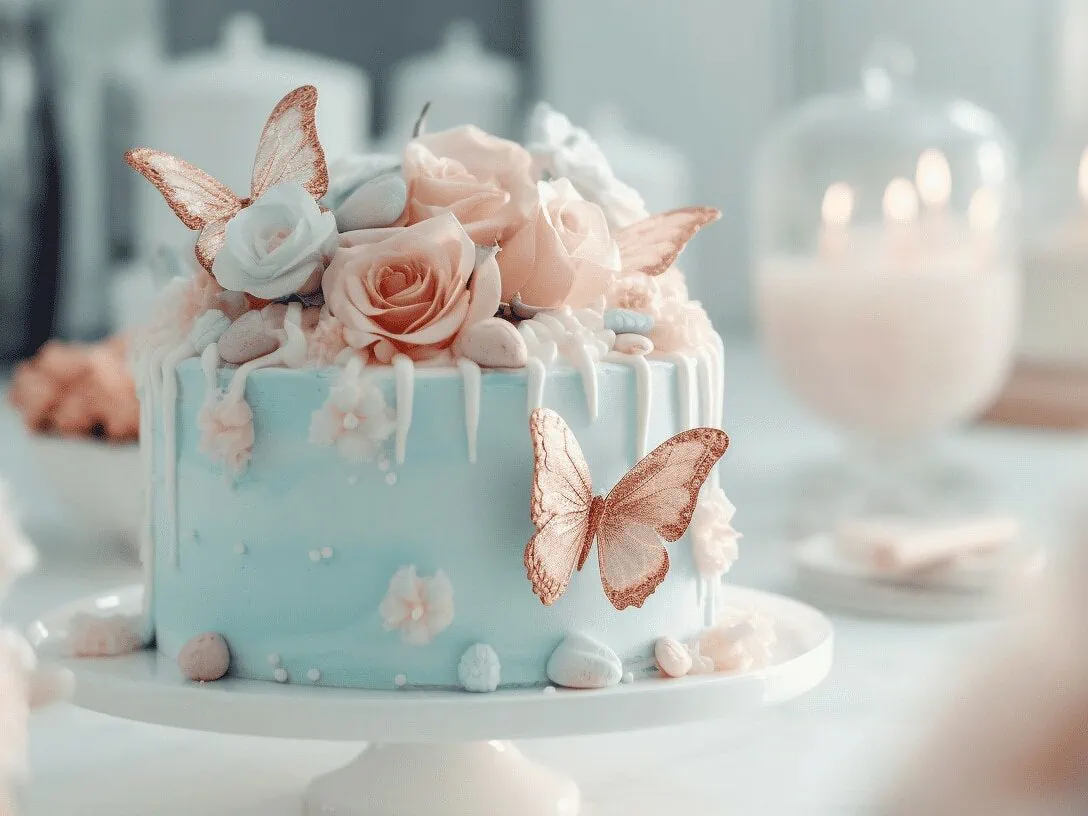webbabyshower theme butterfly cake