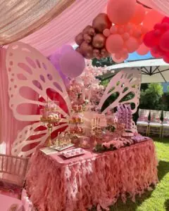 a picture of a butterfly baby shower organized by dazzlingpartydesigns in gardena california