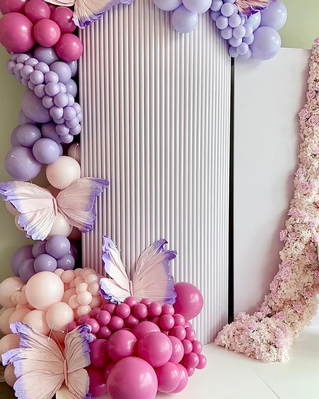 a picture of a butterfly baby shower organized by whimsigalballoons in new jersery