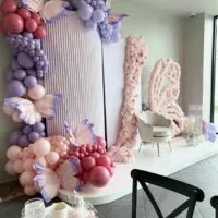 a picture of a butterfly baby shower organized by whimsigalballoons in new jersery