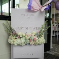 a picture of a butterfly baby shower organized by whimsigalballoons in new jersery
