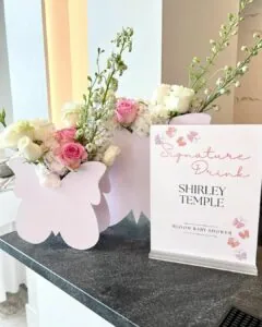 a picture of a butterfly baby shower organized by whimsigalballoons in new jersery