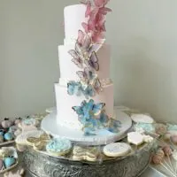 a picture of a butterfly baby shower organized by whimsigalballoons in new jersery