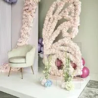 a picture of a butterfly baby shower organized by whimsigalballoons in new jersery