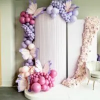 a picture of a butterfly baby shower organized by whimsigalballoons in new jersery