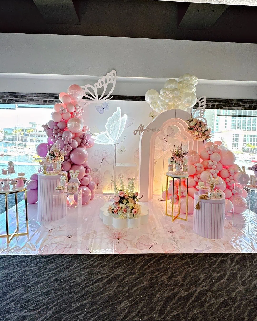 a picture of a butterfly baby shower organized by yakiedecor in tampa