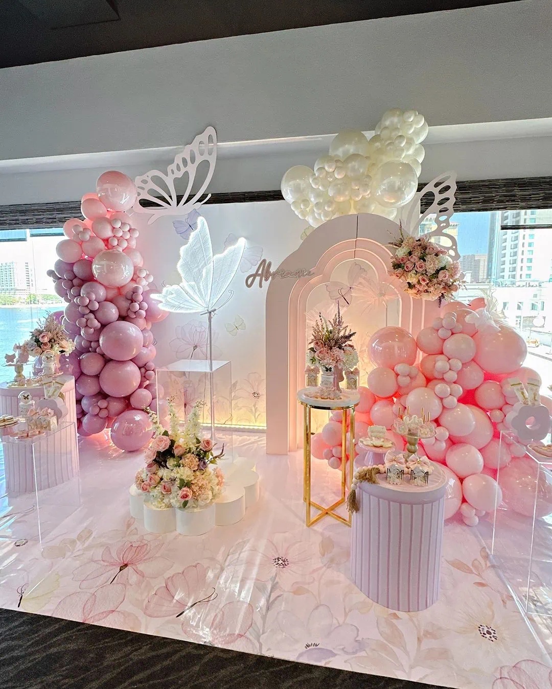 a picture of a butterfly baby shower organized by yakiedecor in tampa