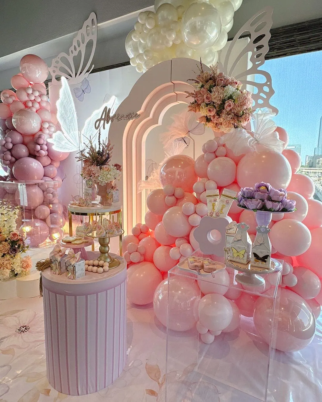 a picture of a butterfly baby shower organized by yakiedecor in tampa