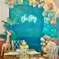a picture of a jungle baby shower organized by Liv First Events in Brooksville