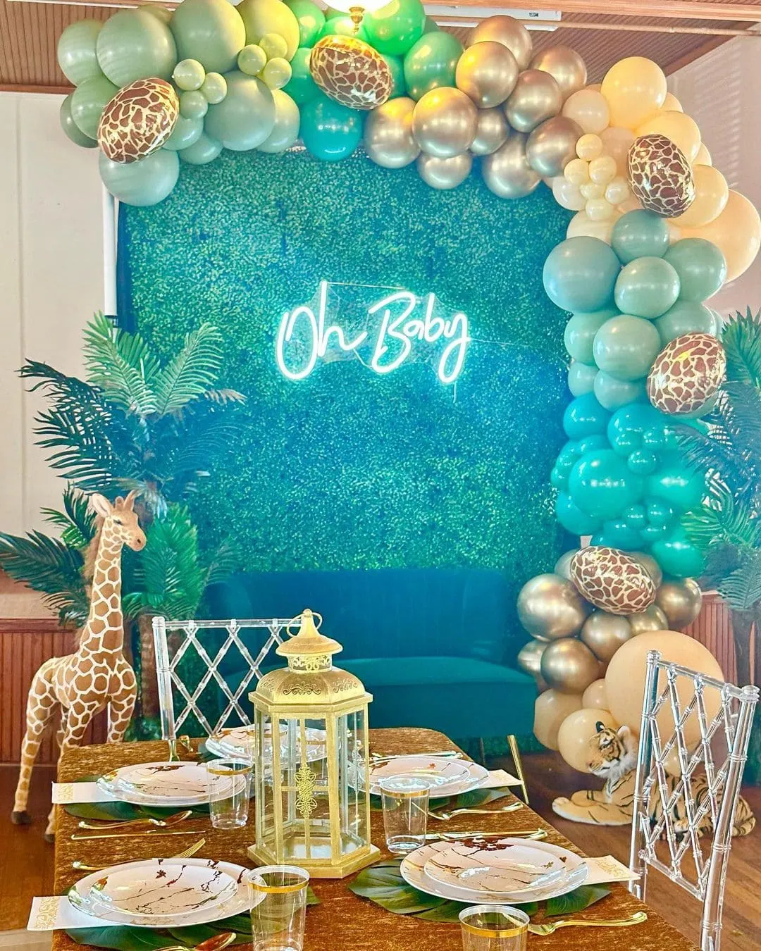 a picture of a jungle baby shower organized by Liv First Events in Brooksville