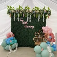 a picture of a tea party baby shower organized by Balloons by Andrellina