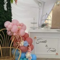 a picture of a tea party baby shower organized by Balloons by Andrellina