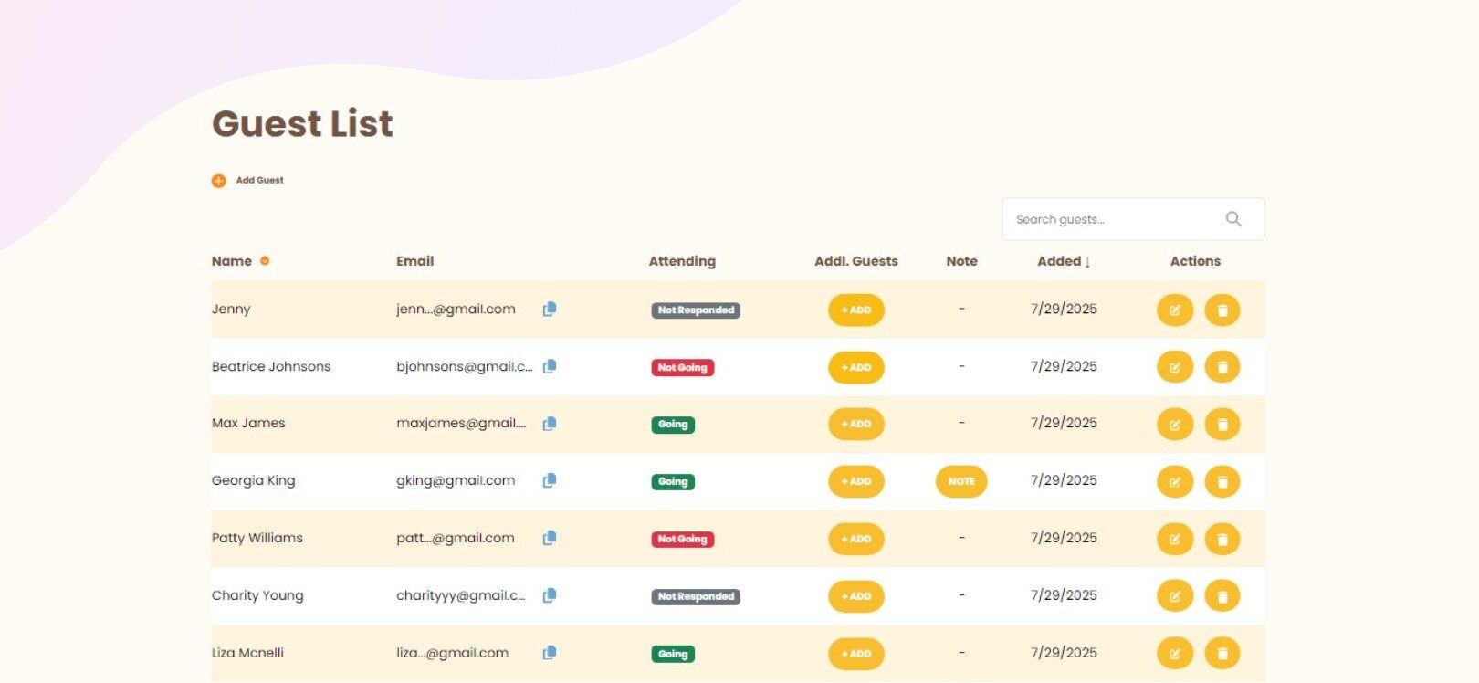 webbabyshower rsvp feature